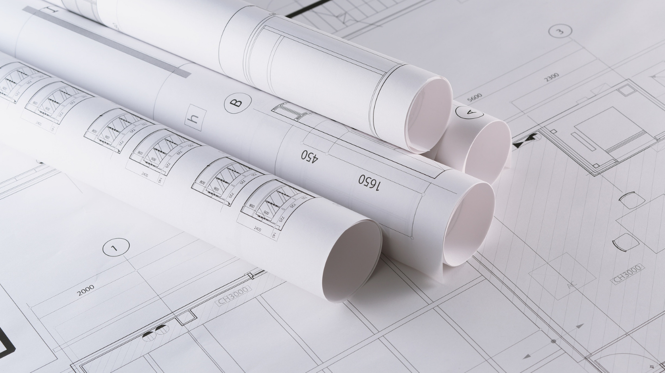 Planos técnicos de construcción utilizados para supervisión de obras civiles